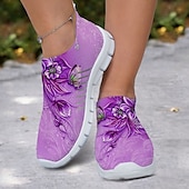 abordables Baskets femme-Baskets Flyknit à imprimé floral avec tige respirante, semelle légère et coupe confortable pour les promenades décontractées et les activités de plein air
