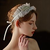 abordables Cintas para la cabeza-Vestimenta de Cabeza Tul Boda Iglesia Retro Con Pedrería Con Cordón Celada Sombreros