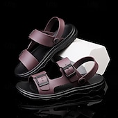 cheap Vacation Sandals-Men's Black Sport Sandals with Adjustable Buckle Straps, Comfortable Design for Outdoor, Casual and Summer Activities