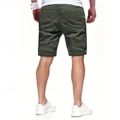 baratos Clássico-Homens Bermuda Cargo Calção Shorts de verão Com Cordão Cintura elástica Bolso multi Tecido Conforto Vestível Comprimento do joelho Ao ar livre Esporte Diário Moda Casual Preto Verde Claro