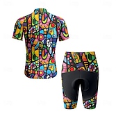 cheap Men&#039;s Clothing Sets-Men&#039;s Cycling Jersey with Shorts Floral Botanical Short Sleeve Bike Clothing Suit with 3 Rear Pockets Mountain Bike MTB Road Bike Cycling Front Zipper Sweat wicking Comfortable Breathable Sports