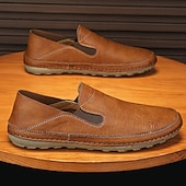 abordables Chaussures sans lacets &amp; mocassins-Mocassins en similicuir pour hommes – chaussures décontractées confortables avec côtés élastiques pour un usage quotidien et des activités de plein air
