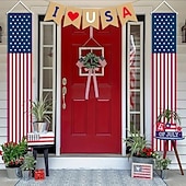 voordelige 250e Verjaardag-Patriotische Decoraties 4th of July Decoraties Buiten Hangende Amerikaanse Vlag Banners Porch Bord voor Veteranen Herdenkings Arbeid Presidenten Vlag Verkiezingsdag