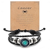 billiga Festtillbehör-multilayer constellation zodiac läder armband handgjorda vävda stjärntecken wrap armband armband för kvinnor män smycken födelsedagspresent