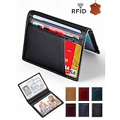cheap Wallets-Men&#039;s RFID Blocking Wallet, Premium Cowhide Leather, Slim Design with Multiple Card Slots and ID Window – Secure and Stylish Wallet for Everyday Use Wine Black Dark Green
