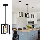 economico Luci a sospensione-lampada a sospensione piccola da fattoria 1 testa apparecchio a 4 teste lampada a sospensione per isola cucina con cavo finitura nera struttura in legno lampadario per corridoio ingresso armadio