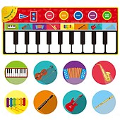 billige Fest utstyr-flerfarget interaktivt gulvpianotastatur - musikalsk matte, teppeteppe i polyesterdyrdesign, leker, berøring
