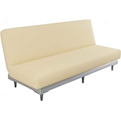 cheap Sofa Cover-Jacquard Futon Cover Stretch Armless Futon Sofa Cover Soft Futon Slipcover with Elastic Bottom Thick Sofa Bed Furniture Protector Covers for Washable Futon