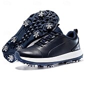 cheap Men&#039;s Golf Shoes-Men&#039;s Black and White Golf Shoes with Spiked Sole, Breathable Upper, and Lightweight Design for Comfort and Support on the Golf Course
