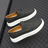 お買い得  カジュアルなレースアップシューズ-メンズカジュアルレースアップシューズ、快適で通気性のあるフェイクレザー、ホワイトソール、スタイリッシュで普段使いにぴったり