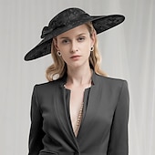 olcso Partikalapok-Kalap Len Bowler / Cloche kalap Szalmakalap Csészealj kalap Esküvő Zsúr Elegáns Esküvő Val vel Csokor Csipke Sisak Fejfedők