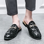 abordables Semiformal-Mules de moda para hombre sin cordones con diseño gráfico, correa ajustable y plantilla cómoda para uso casual y diario.
