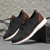 preiswerte Sneaker für Herren-Atmungsaktive Strick-Sneaker für Herren mit Kunstlederakzenten – stylische, leichte Sportschuhe für die Freizeit und den Komfort im Alltag