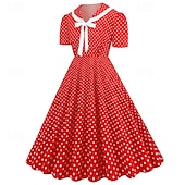 levne Šaty-Retro 50. léta Rockabilly Šaty Houpací šaty Maškarní kostým Dámské Karneval Plesová maškaráda Denní nošení loučení se svobodou nevěsty Dospělé Šaty Šaty pro návrat domů