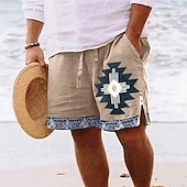 baratos Feriado-Homens Estampas Abstratas Geometria Calção Justo de Natação Shorts de Natação Bermuda de Surf Cintura Média Vintage Estilo Étnico Retro Vintage Casual Diário Feriado Zíper Bolsos Cintura elástica