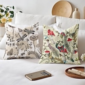 baratos estilo floral e plantas-Capa Decorativa de Almofadas de Insetos Florais 1PC Capa de Almofada Quadrada Macia para Sofá do Quarto Sala de Estar Primavera Verão
