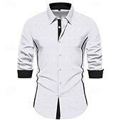 economico camicia da uomo con bottoni-Per uomo Camicia Camicia estiva Maglietta informale Camicia da spiaggia Camicia con bottoni Nero Bianco Rosa Azzurro cielo Beige Manica lunga Color Block Bavero Da mare Hawaiano Jacquard Abbigliamento