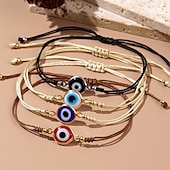 abordables Suministros para la fiesta-1 pulsera de cuerda con cuentas en forma de ojo de diablo, colorida pulsera de amistad con cuerda de mano, joyería ajustable