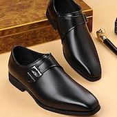 billiga Formell-herrskor med munkband i konstläder – klassiska bruna formella slip-on-klänningskor med spänndetalj, perfekta för affärs- och formella tillfällen