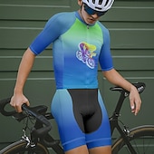 abordables Maillots pour hommes-Homme Maillot Velo Cyclisme Manche Courte Cyclisme Tee-shirt Maillot avec 3 poches arrière VTT Vélo tout terrain Respirable Séchage rapide Conception anatomique Mèche Bleu Violet Vert Dégradé Des