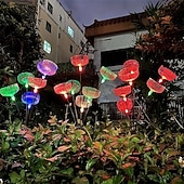 abordables Luces de paisaje-2 piezas de medusas de fibra solar para exteriores, luz enchufable para patio, jardín, césped, camino, boda, festival, ambiente decorativo