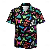 cheap Tops-Retro Vintage 1980s Shirt Aloha Shirt Hippie Psychedelic Men&#039;s Vacation Party Pride Parade Adults&#039; Shirt