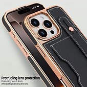abordables Coques iPhone-Coque de téléphone pour iPhone 16 Pro Max Plus iPhone 15 Pro Max Plus iPhone 14 13 12 Pro Max Plus coque arrière avec support avec lanière avec bracelet rétro TPU plaqué