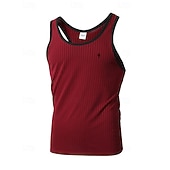 Herren Tank Top Weste Unterhemd Ärmelloses Shirt Ärmellos Rundhalsausschnitt Sommer Farbblock Grubenstreifen Mode Designer Basic Schnelltrocknend Urlaub Straße Ausgehen Schwarz Weiß Wein Top T-Shirt