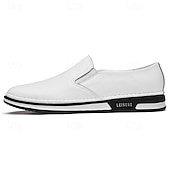 billiga Tillfällig-slip-on sneakers i konstläder för män, avslappnade vita skor med bekväm gummisula, snygga och mångsidiga skor för vardags- och fritidsaktiviteter