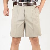 preiswerte Arbeitsshorts-Herren Shorts Kurze Hosen Chino Bermuda Shorts Kleid-Shorts Bermudas Arbeitsshorts Gefaltet Tasche Gerade geschnitten Glatt Atmungsaktiv Kein Eisen Knielänge Outdoor Casual Täglich Modisch