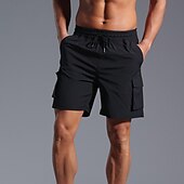 baratos Clássico-Homens Bermuda Cargo Calção Shorts de verão Com Cordão Cintura elástica Bolso multi Tecido Conforto Vestível Comprimento do joelho Ao ar livre Esporte Diário Moda Casual Preto Rosa