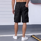 cheap Outdoor-Men&#039;s Cargo Shorts Shorts Summer Shorts Drawstring Elastic Waist Multi Pocket Plain Comfort Wearable Knee Length Outdoor Sport Daily Fashion Casual Black Navy Blue