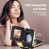 cheap Samsung Cases-Phone Case For Samsung Galaxy Z Flip 6 Z Flip 5 Z Flip 4 Z Flip 3 Back Cover Mirror Shockproof Retro PU Leather