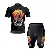 halpa Miesten vaatesarjat-Miesten Pyöräily jersey ja shortsit Lyhythihainen Maastopyöräily Maantiepyöräily Musta Piirretty Pyörä Spandex Urheilu Piirretty Vaatetus
