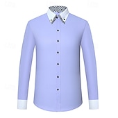 billiga Button Down-skjortor för män-Herr Skjorta Knapp upp skjorta Slät Bröllop Fest Vit Rosa Blå Ljuslila Långärmad Kavajslag Vår Höst Kläder Ficka