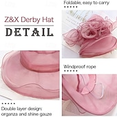 levne Party klobouky-organza church fascinator svatební čajový dýchánek derby klobouky pro ženy květina široká krempa sluneční klobouk