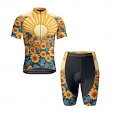 billiga Klädsatser för män-Herr Cykeltröja med shorts Kortärmad Bergscykling Vägcykling Svart Vit Gul Blommig Botanisk Cykel Elastan sporter Blommig Botanisk Kläder