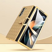 cheap Samsung Cases-Phone Case For Samsung Galaxy Z Fold 6 Z Fold 5 Z Fold 4 Back Cover Ring Buckle Shockproof Retro PU Leather