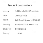 Χαμηλού Κόστους Smartwatch-696 JSWatchCT5pro Εξυπνο ρολόι 1.53 inch Έξυπνο ρολόι Bluetooth Βηματόμετρο Υπενθύμιση Κλήσης Παρακολούθηση Δραστηριότητας Συμβατό με Android iOS Γυναικεία Άντρες