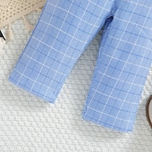 halpa Pojan juhlapuku-3 osainen Sormuspojan puku Poikien Lapset Taapero Paita ja housut Koulu Muodollinen Vuosipäivä Muoti Lempeä Skottiruutukuvio V kaula-aukko Valkoinen Puuvilla