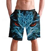 baratos calção de banho boxer masculino-Homens Calção Justo de Natação Shorts de Natação Tecido elástico de 4 vias Bermuda de Surf Calças Com Cordão Com bolsos Natação Surfe Praia Esportes Aquáticos Estampado Verão Primavera