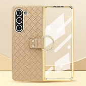 cheap Samsung Cases-Phone Case For Samsung Galaxy Z Fold 6 Z Fold 5 Z Fold 4 Back Cover Ring Buckle Shockproof Retro PU Leather