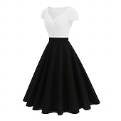 ieftine Rochii-Elegant 1950 Rochie de epoca Lungime Genunchi Rochii Rochie A-Line Rochie de ceai Linia -A Pentru femei Crăciun Carnaval An Nou Venire Acasă Casul / Zilnic Petrecerea Burlăcițelor Adulți Rochii de