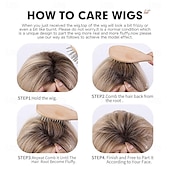 economico Parrucche trendy sintetiche-parrucche bionde per donne parrucca biondo chiaro ombré con frangia parrucca sintetica a strati di media lunghezza radici scure per feste quotidiane