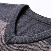 رخيصةأون سترات وبلايز النخبة للرجال-رجالي سترة سترة متماسكة V-neck مراجعة النمك منقوش V رقبة تريكو أنيق مدرسة رسمي ملابس الربيع الخريف أخضر داكن رمادي فاتح S M L