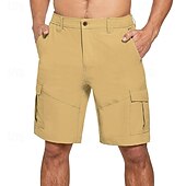 baratos Clássico-Homens Bermuda Cargo Calção Bermudas Cintura elástica Bolso multi Perna reta Tecido Conforto Respirável Comprimento do joelho Ao ar livre Casual Corrida Esportes Moda Preto Azul Marinha Micro-Elástica