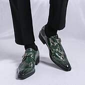 abordables Officiel-mocassins à imprimé serpent noir et blanc pour hommes avec détails en cuir verni et boucle – chaussures à enfiler élégantes pour les occasions formelles et décontractées