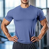preiswerte Basic-T-Shirts-Herren T Shirt T-Shirt Kurze Ärmel Rundhalsausschnitt Sommer Einfach Mode Basic Sportlich Fitness Basketball Laufen Dunkelgrau Schwarz Weiß Top T-Shirt für Herren