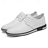 economico Casuale-scarpe da ginnastica casual stringate in similpelle bianca da uomo, comode scarpe antiscivolo con suola in gomma, ideali per l&#039;uso quotidiano e per il tempo libero