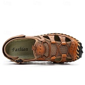 economico Sandali casual-Per uomo Sandali Scarpe fatte a mano Pelle crosta Traspirante Comodo Antiscivolo Con lacci intrecciali Giallo-marrone Nero Marrone